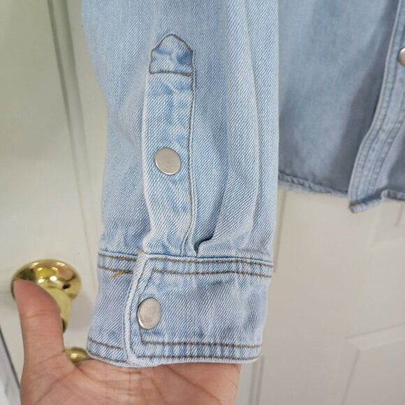 Forever 21 Mens Denim Hoodie Jacket Light Wash Medium Cotton Blend - Picture 4 of 9